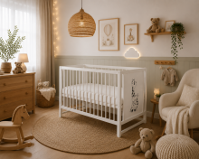 Elf Bed Bloom Art.298070 White Wooden baby crib 120x60 cm