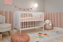 Elf Bed Bloom Art.298071 White/Grey Wooden baby crib 120x60 cm