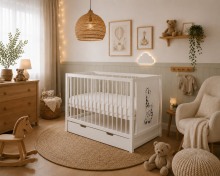 Elf Bed Bloom Drawer Art.298072 White  Детская деревянная кроватка с выдвижным ящиком 120x60см