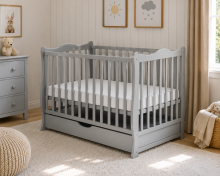 Elf Bed Juniper Drawer Art.298076 Grey Wooden baby crib with a storage drawer (120x60 cm)