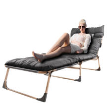 Ikonka Art.KX3910_2 Tourist saliekamā lauka gulta 198 cm, gaiši pelēka
