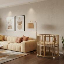Elf Bed Crib Ovi  3 in 1 Art.298149 Cashmere Multifunctional wooden 3-in-1 transforming crib