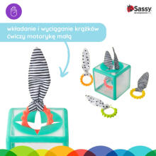 Sassy Montessori coordination sensory Ring Drop – soft top box with rings