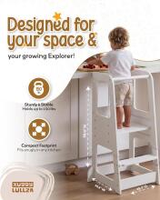 Wooden Learning Tower Lullza Art.298326 White Деревянный кухонный табурет/ступенька для малышей