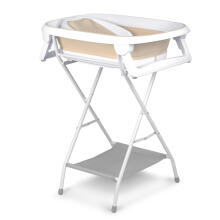 Foldable bathtub with a frame for children, infants with a thermometer and Nukido NK-279 insert in white-beige