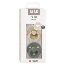 Bibs Colour Anatomical Art.298954 Vanilla/Pine  - Pacifier 100% natural