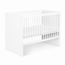 Klups Dalia Set Art.299154 White Wooden baby crib (120x60 cm) without storage drawer + coconut fiber mattress (120x60x8 cm)
