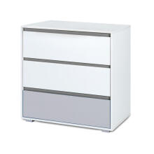 Klups Dalia Set Art.299159 White/Grey Bērnu koka gulta  ar atvilkni  120x60cm+matracis ar kokosšķiedru 120x60x8cm+kumode