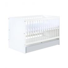 Klups Dalia Set Art.299161 White/Grey  Комплект:Детская деревянная кроватка 120x60см с выдвижным ящиком+ кокосовый матрас 120x60x8см+комод с пеленальною поверхностью+шкаф