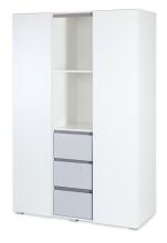 Klups Dalia Set Art.299161 White/Grey  Комплект:Детская деревянная кроватка 120x60см с выдвижным ящиком+ кокосовый матрас 120x60x8см+комод с пеленальною поверхностью+шкаф