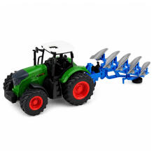 Lauksaimniecības traktors ar divu furvu pļaujmašīnu gumijas riteņiem zaļš 1:24