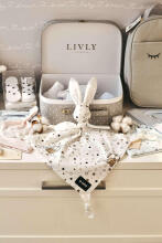 La Bebe™ Sleep Comforter Gift Set Art.299202 Black Bunnies Mīksta miega lupatiņa+Māneklīša ķēde ar klipsi