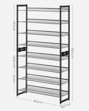 Metal Shoe Storage Art.299214 Black Shoe rack, metal cabinet with shelves