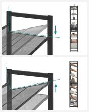 Metal Shoe Storage Art.299214 Black Shoe rack, metal cabinet with shelves