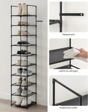 Metal Shoe Storage Art.299215 Black Обувная полка,  металлический шкаф с полками 33 x 33 x 173 cм