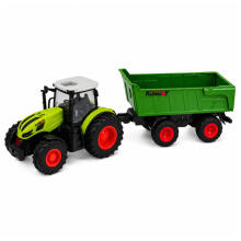 Tālvadības RC lauksaimniecības traktors ar izkraušanas piekabi un gaismām 1:24