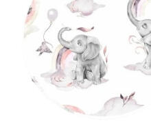 Cover set -  2 pcs - 135x100, 40x60 - ELEPHANT in the RAINBOW - DIRTY PINK