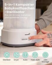 Grownsy Steriliser for Baby Bottles with Dryer Function 5-in-1 Art.299683 стерилизатор с сушилкой для детских принадлежностей, детских бутылочек и аксессуаров для молокоотсосов