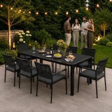 Liels dārza galds 8 personām 180x90 cm terasei dārzā melns MultiGarden
