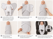 Summer Infant Art.299914 Swaddle Me Gray/White Stripes  kokvilnas ietīšanas autiņš no 3.2kg līdz 6.4 kg