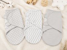 Summer Infant Art.299915 Swaddle Me Gray Хлопковая пелёнка для комфортного сна, пеленания от 3.2кг до 6.4 кг.