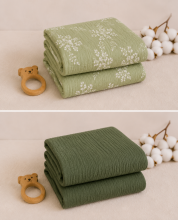 Yukkidds Muslin Cloths Art.299919 Green Leaf  High-quality bamboo muslin swaddle, 1 pcs (60x60 cm)