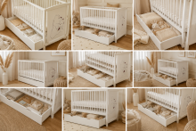Elf Bed Bloom Drawer Art.300023 Bear White Bērnu koka gulta ar atvilktni 120x60cm