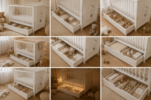 Elf Bed Bloom Drawer Art.300024 Bear White Bērnu koka gulta ar atvilktni 120x60cm