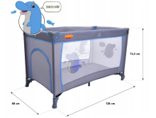 Baby Maxi M2 Basic Col. 645 Blue Bērnu manēža ceļojumu gulta