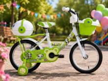 Esperia Kids Bike Panda White/Green 14' Art.9770  Bērnu divritenis (velosipēds) ar piepūšamiem riteņiem un tērauda rāmi