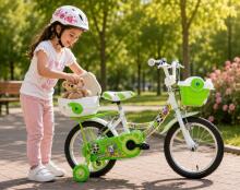 Esperia Kids Bike Panda White/Green 14' Art.9770  Bērnu divritenis (velosipēds) ar piepūšamiem riteņiem un tērauda rāmi