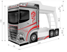 AJK Mega Truck Art.65567 Divstāvu gulta 80x190cm