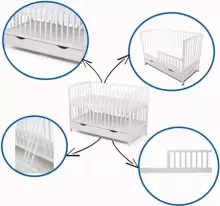 Elf Bed Arco Art.73262 White Wooden baby crib 120x60 cm