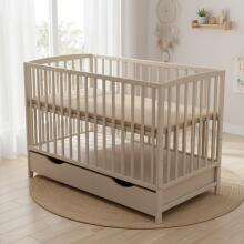 Elf Bed Arco Drawer Art.73282 Taupe Wooden baby crib with a storage drawer (120x60 cm)