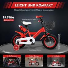 Kids Bike Wheels Collas 12' Red  Art.8063  Bērnu divritenis (velosipēds) ar palīgriteņiem