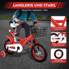 Kids Bike Wheels Collas 12' Red  Art.8063  Bērnu divritenis (velosipēds) ar palīgriteņiem