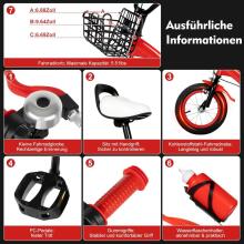 Kids Bike Wheels Collas 12' Red  Art.8063  Bērnu divritenis (velosipēds) ar palīgriteņiem