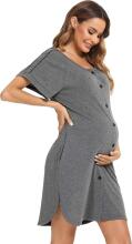 Nursing Maternity Nightdress Art.81669 Grey   Naktskrekliņs grūtniecēm / barošanai