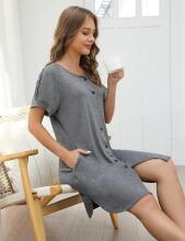 Nursing Maternity Nightdress Art.81669 Grey   Naktskrekliņs grūtniecēm / barošanai