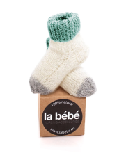 La Bebe™ Lambswool Natural Eco Socks Art.83993 Green Dabīgas vilnas adītas bērnu zeķītes