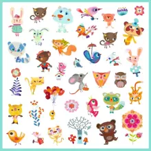 Djeco 160 наклеек Little Friends Art.DJ08842