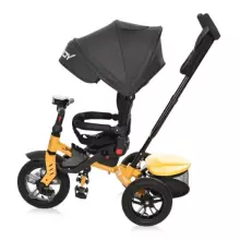 Lorelli Speedy Art.10050432101 Yellow/Black Bērnu interaktīvais trīsritenis ar gaismas un skaņas efektiem, piepūšamiem riteņiem, rokturi un jumtiņu