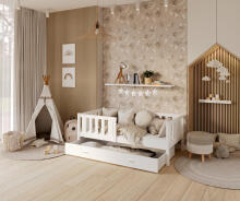 AJK Bobo Art.93666 White Stylish youth bed with drawer and mattress 160x80 cm