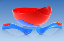 Nuby Art.5327 Sure Grip™ Bowl A bowl with a spoon and a fork