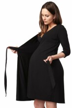 La Bebe™ Nursing Cotton Dress Donna Art.38397 Eclipse Black Maternity/Nursing Dress Juoda medvilnė prieš / po motinystės suknelės