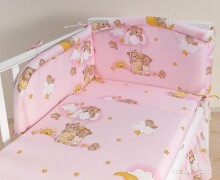 „Mamo Tato Teddy Bears“ plk. 4 dalių rožinės medvilnės patalynės komplektas (60 / 100x135 cm)
