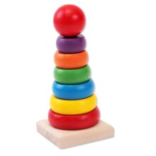Mediniai žaislai „Froggie“ menas. 64488 Klasikinė vaikų medinė piramidė iš 8 elementų