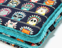 „La Millou“ menas. 83497 Toddler Antklodė IIndian Zoo Teal Premium dvipusė antklodė (80x100 cm)
